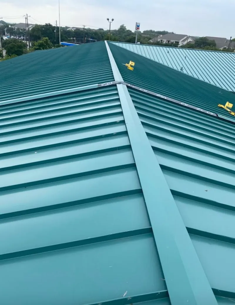 Green commercial metal roof ridge and valley for Metal Roof Repair in Turner